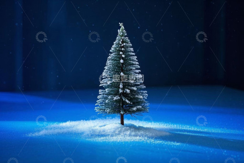 高清大图下载【趣麦麦图】雪景中的圣诞树