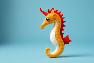 橙色红色海马毛绒玩具特写