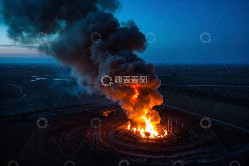 高清大图下载【趣麦麦图】野外燃烧场景航拍素材