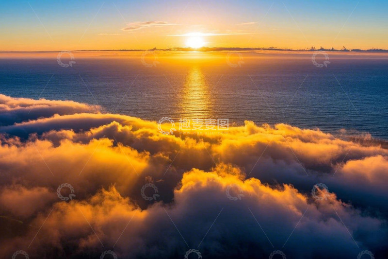 高清大图下载【趣麦麦图】海上日出云海景象