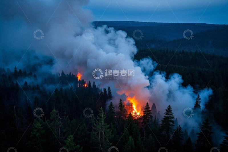 高清大图下载【趣麦麦图】森林起火景象