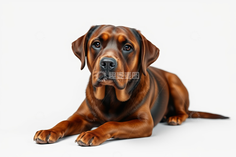高清大图下载【趣麦麦图】趴卧的棕色狗狗特写