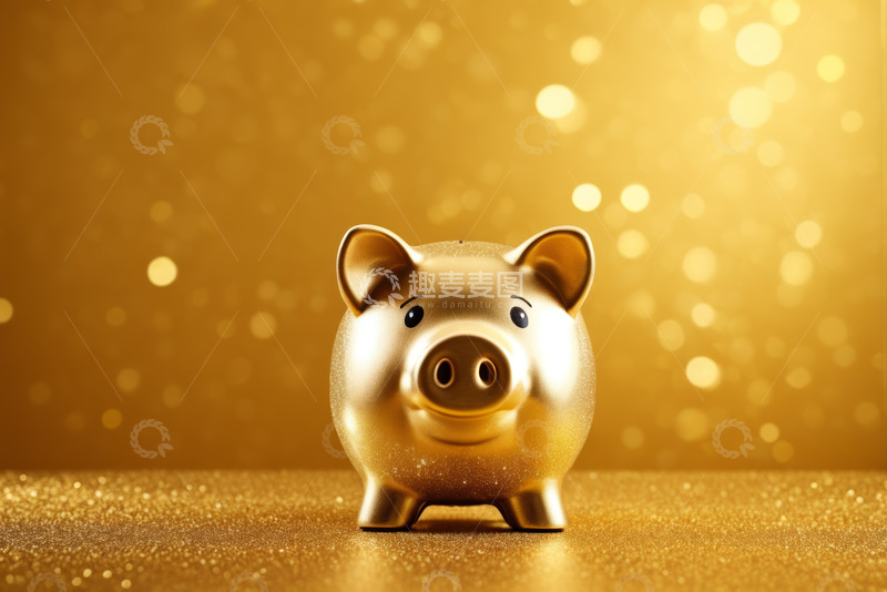 高清大图下载【趣麦麦图】金色小猪存钱罐特写