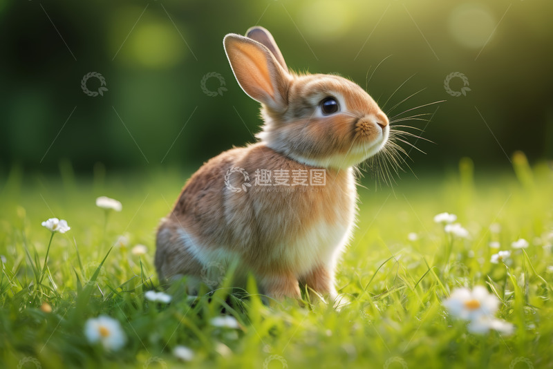 高清大图下载【趣麦麦图】草地上的可爱小兔子