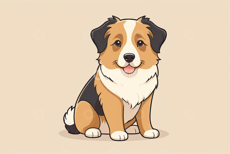 高清大图下载【趣麦麦图】坐着的卡通小狗插画