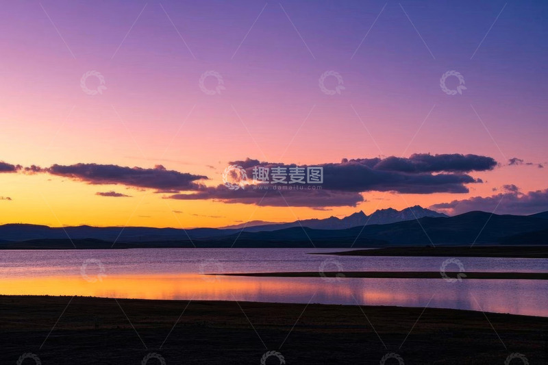 高清大图下载【趣麦麦图】湖边日落自然风光