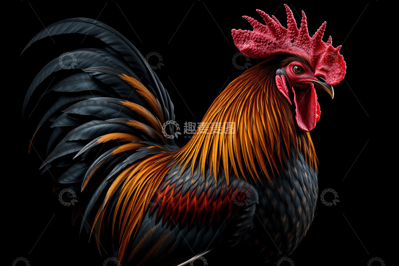 高清大图下载【趣麦麦图】色彩艳丽的公鸡特写