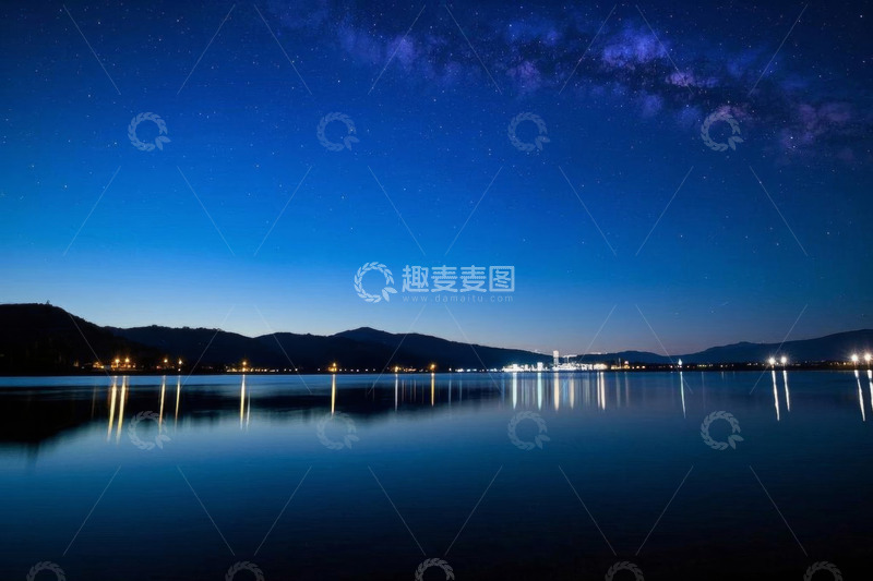 高清大图下载【趣麦麦图】湖面星空夜景自然风光