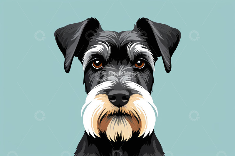 高清大图下载【趣麦麦图】雪纳瑞犬卡通形象特写