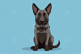 卡通黑犬坐立形象素材