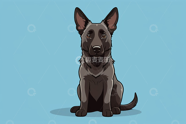 卡通黑犬坐立形象素材