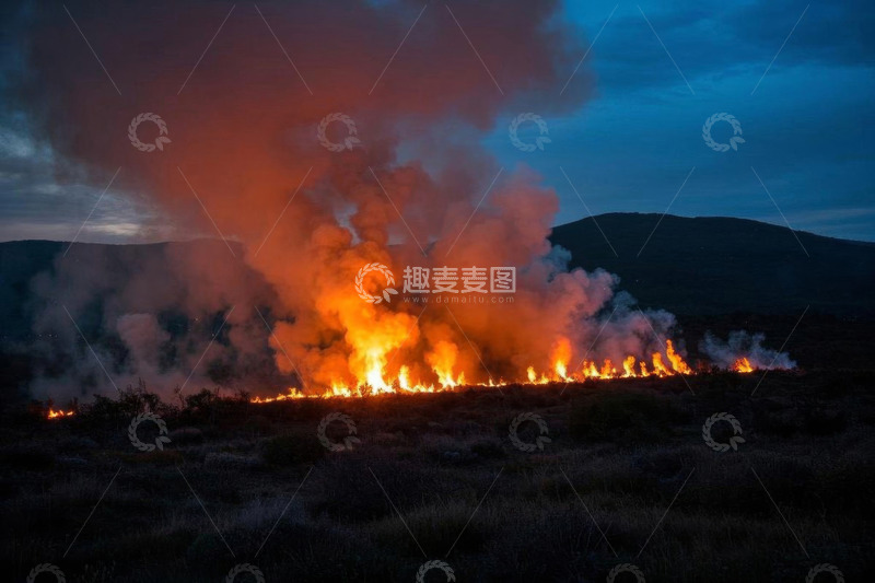 高清大图下载【趣麦麦图】野外山林火灾场景