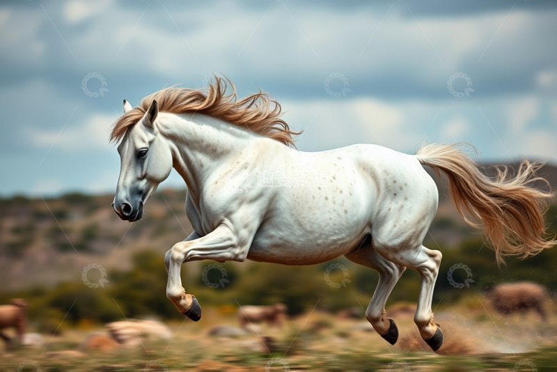 高清大图下载【趣麦麦图】草原上奔跑的白马