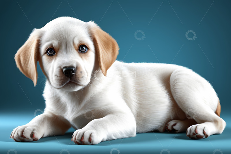 高清大图下载【趣麦麦图】趴卧的可爱白色幼犬