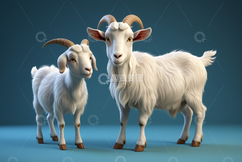 高清大图下载【趣麦麦图】两只山羊特写素材