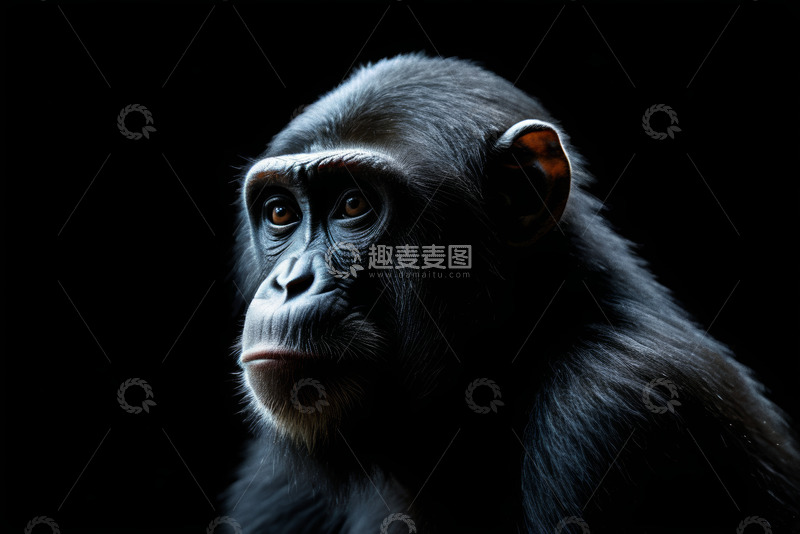 高清大图下载【趣麦麦图】黑猩猩特写肖像