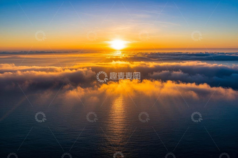高清大图下载【趣麦麦图】海上日出云海景观