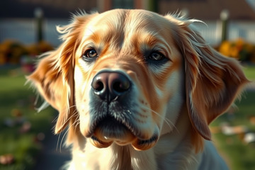 金毛犬户外特写