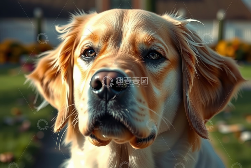 高清大图下载【趣麦麦图】金毛犬户外特写