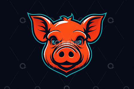 红色卡通猪头插画