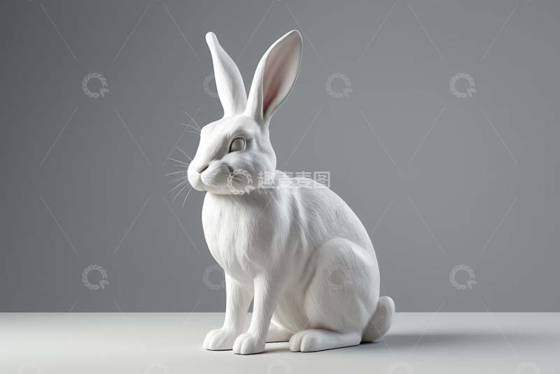 高清大图下载【趣麦麦图】白色兔子静物特写