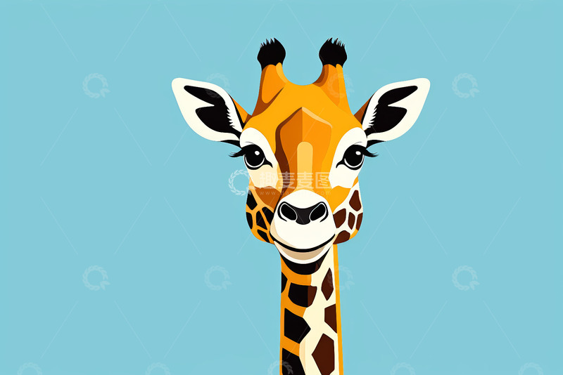 高清大图下载【趣麦麦图】卡通长颈鹿正面头像