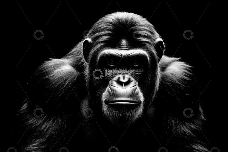 高清大图下载【趣麦麦图】黑白色大猩猩特写