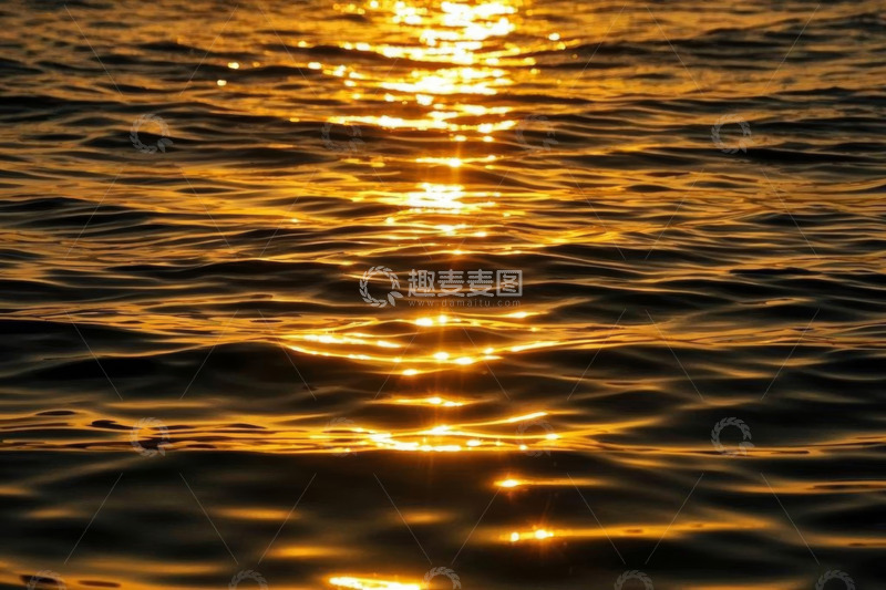 高清大图下载【趣麦麦图】水面上的金色阳光倒影