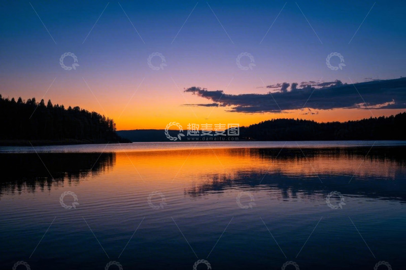 高清大图下载【趣麦麦图】湖畔日落自然风光