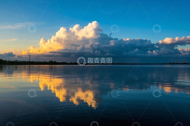 高清大图下载【趣麦麦图】湖面天空云朵倒影景观