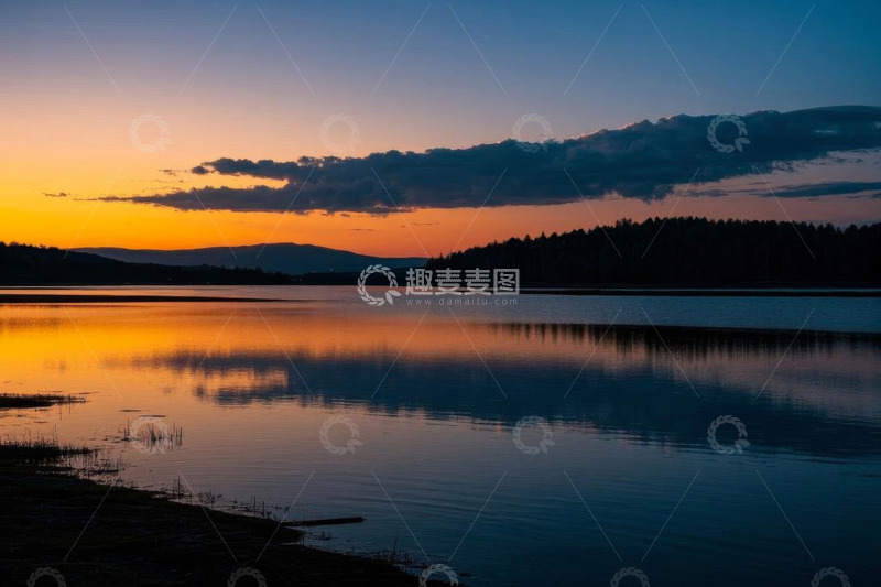 高清大图下载【趣麦麦图】湖畔日落自然风光