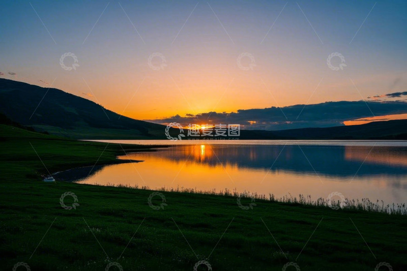 高清大图下载【趣麦麦图】湖畔日落自然风光