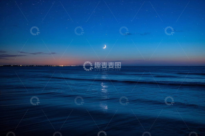 高清大图下载【趣麦麦图】月夜下的宁静海洋景观