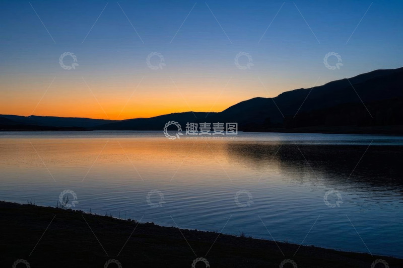 高清大图下载【趣麦麦图】湖边日落自然风光