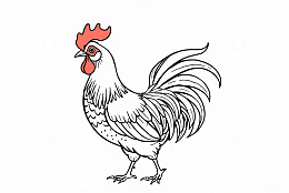 手绘卡通公鸡插画