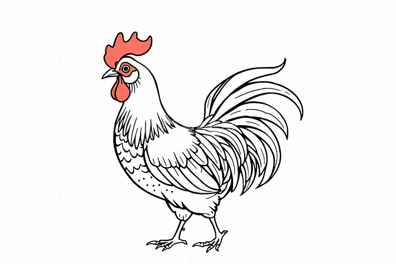 手绘卡通公鸡插画
