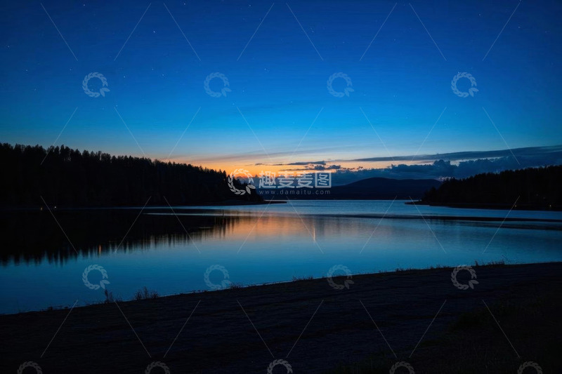 高清大图下载【趣麦麦图】湖畔黄昏自然风光