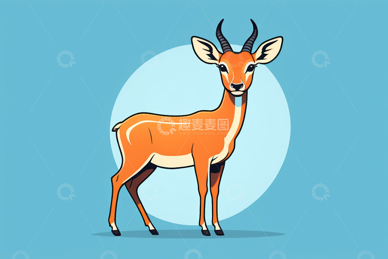 高清大图下载【趣麦麦图】卡通风格站立小鹿插画
