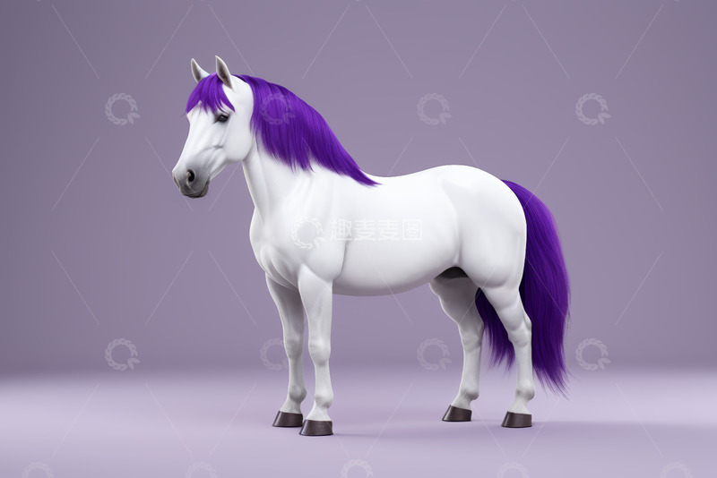 高清大图下载【趣麦麦图】白身紫鬃毛发的马