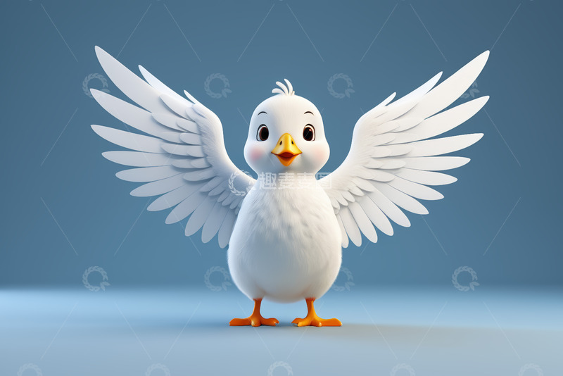 高清大图下载【趣麦麦图】张开翅膀的卡通小鸟