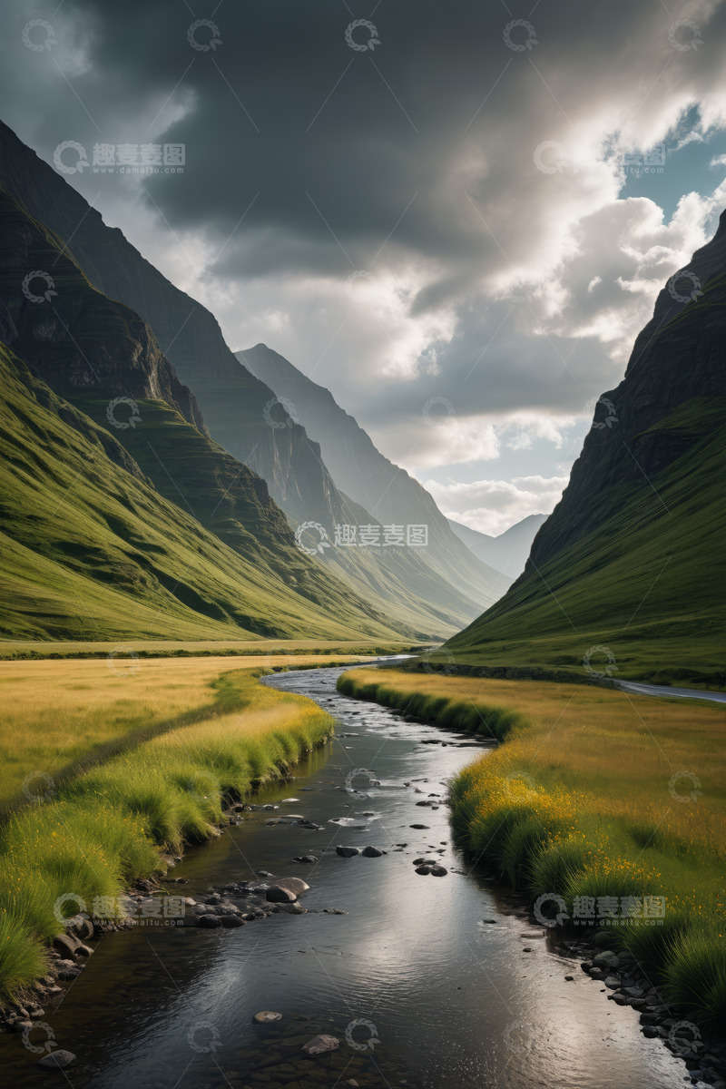 高清大图下载【趣麦麦图】山谷间河流自然风光
