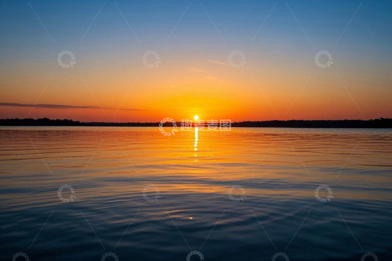 高清大图下载【趣麦麦图】湖面日落自然风光