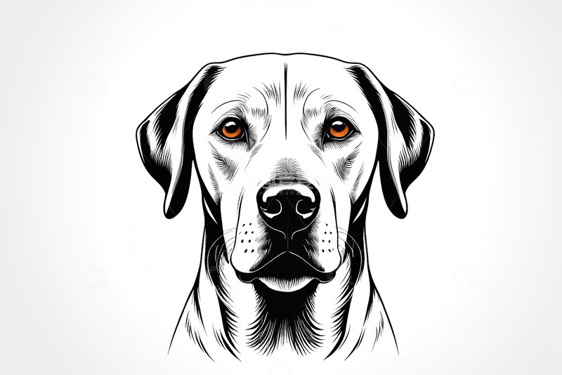 高清大图下载【趣麦麦图】黑白线条风格狗的肖像