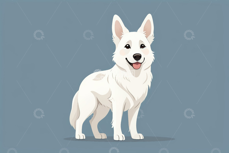 高清大图下载【趣麦麦图】站立的白色卡通狗