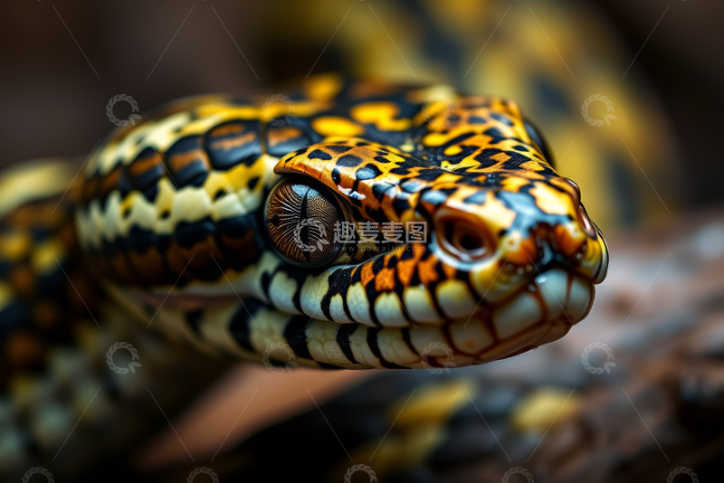 高清大图下载【趣麦麦图】蛇头部特写微距素材