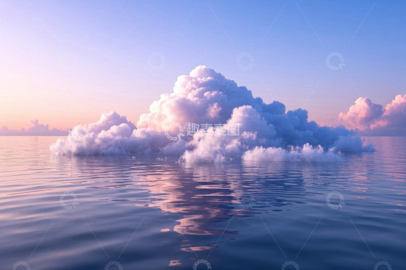 高清大图下载【趣麦麦图】水面上漂浮的巨大云朵景观
