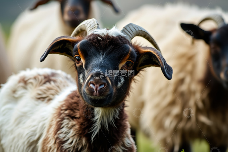 高清大图下载【趣麦麦图】特写小羊及羊群画面