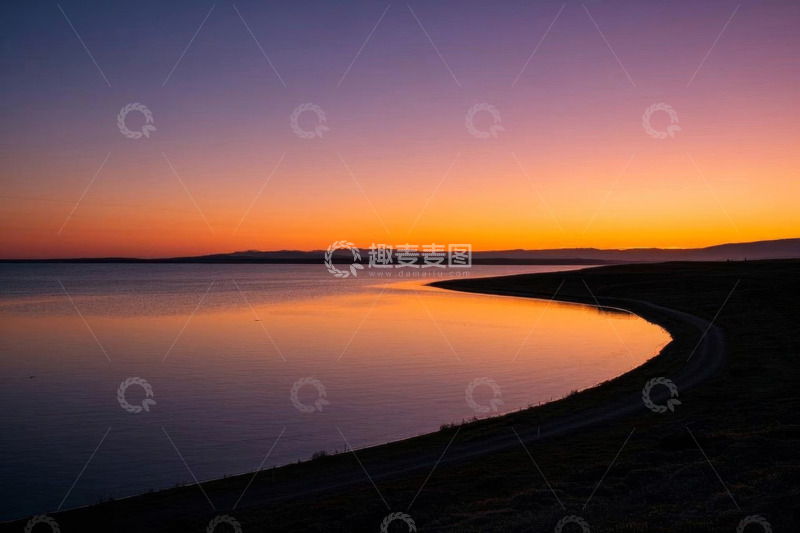 高清大图下载【趣麦麦图】湖边日落自然风光