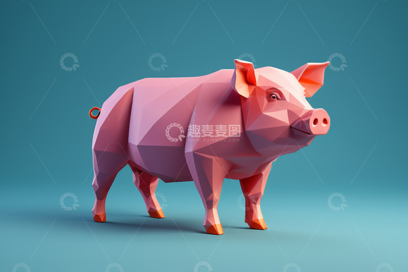 高清大图下载【趣麦麦图】低多边形风格卡通猪形象