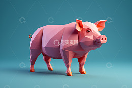 低多边形风格卡通猪形象